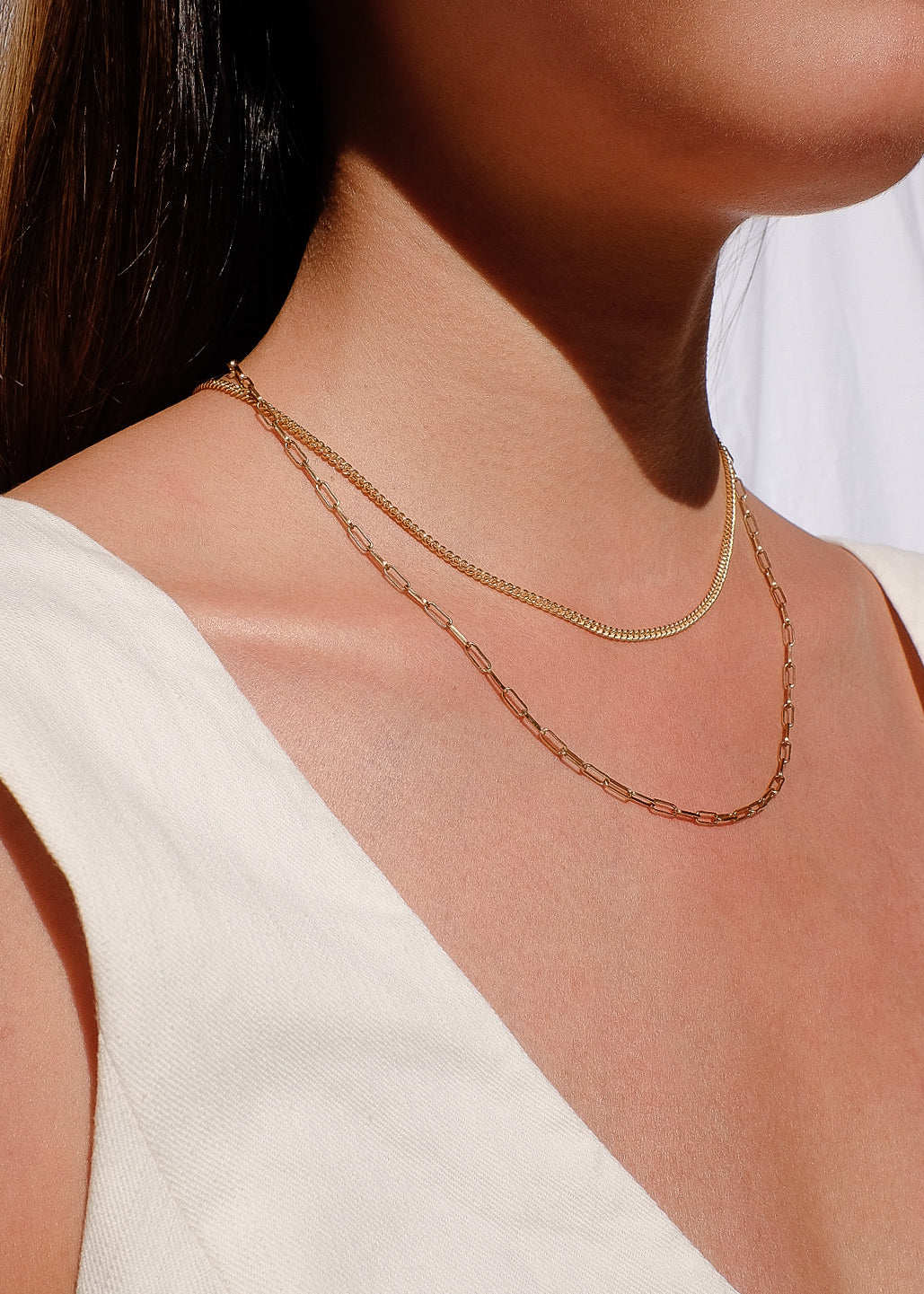 Rectangle Chain Necklace in Gold