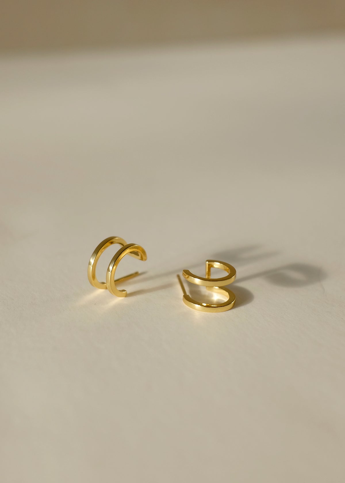 Double Band Hoop Earrings in Gold