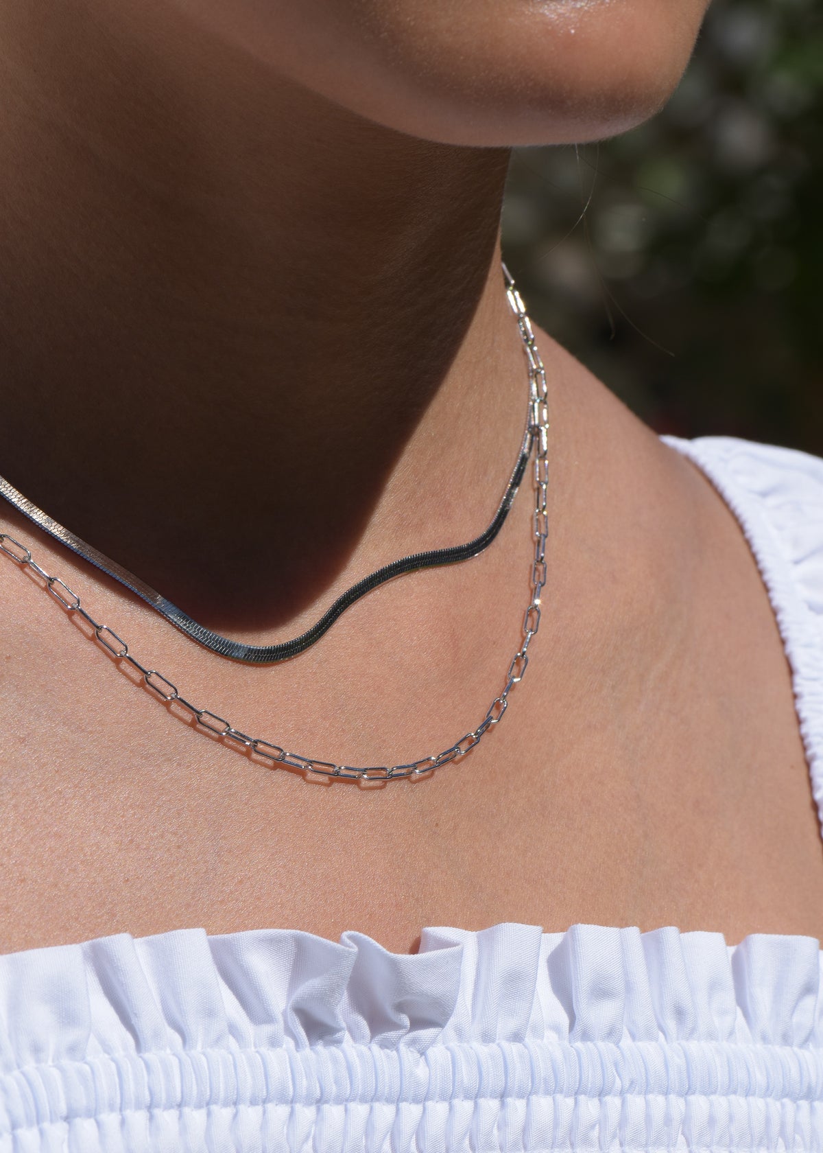 Rectangle Chain Necklace in Silver