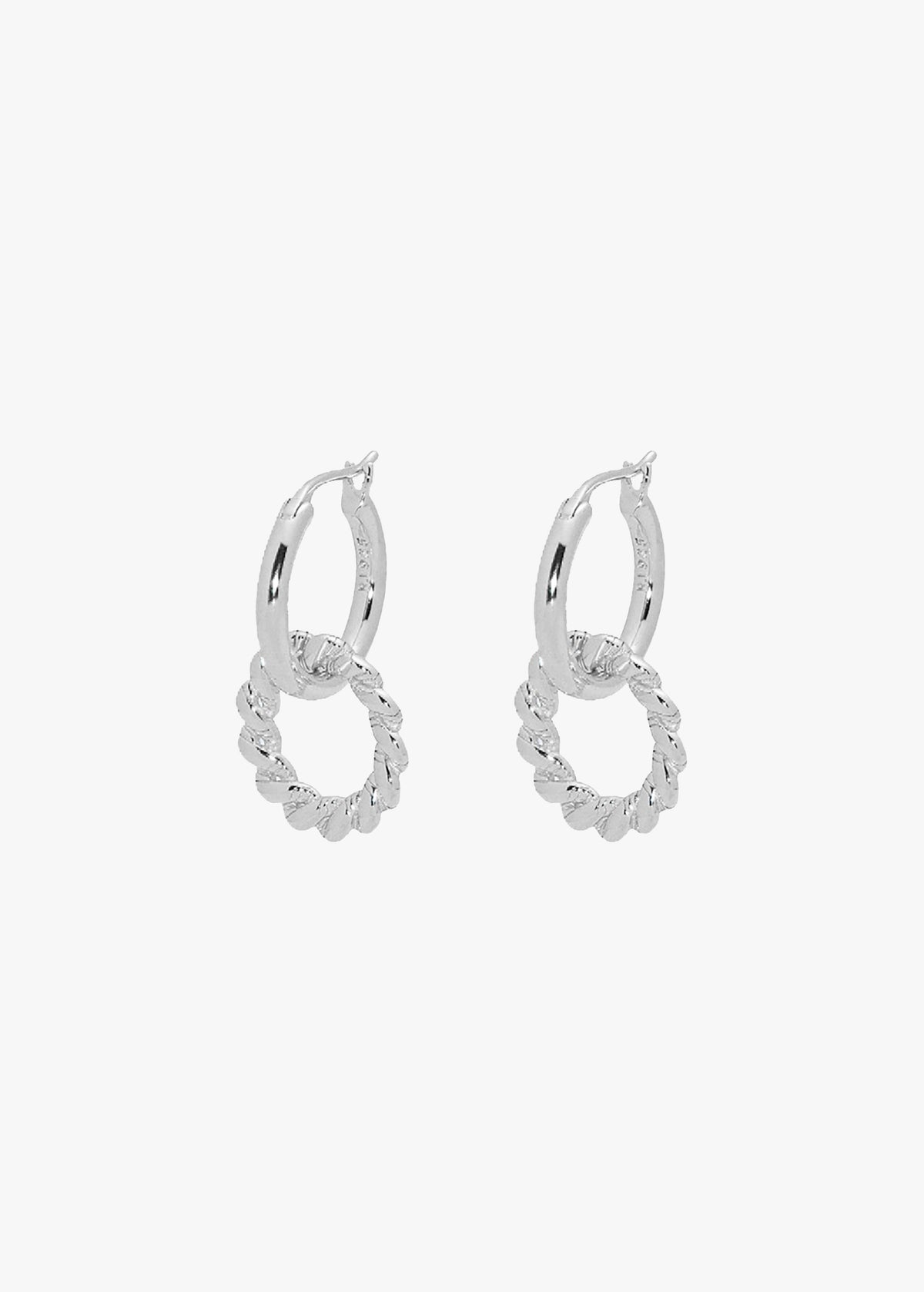 Double Hoop Earrings in Silver