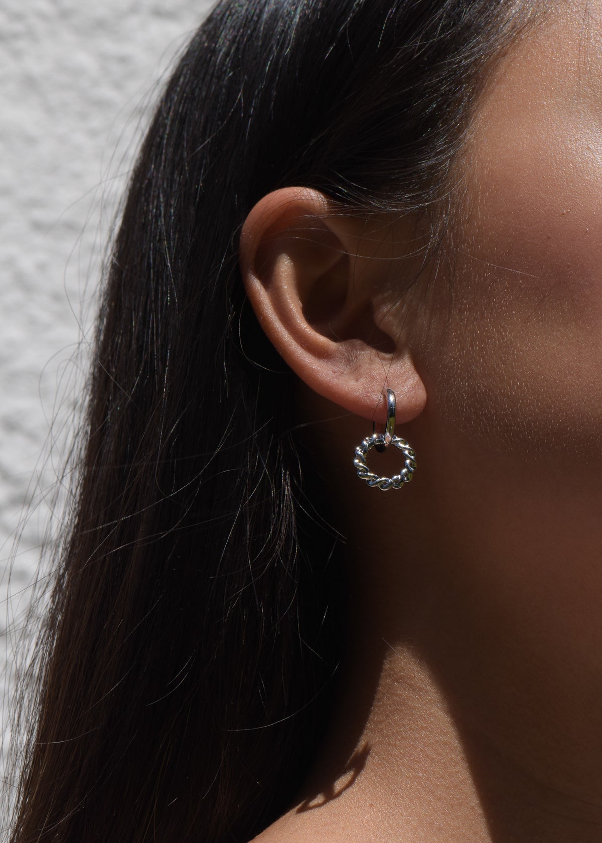 Double Hoop Earrings in Silver