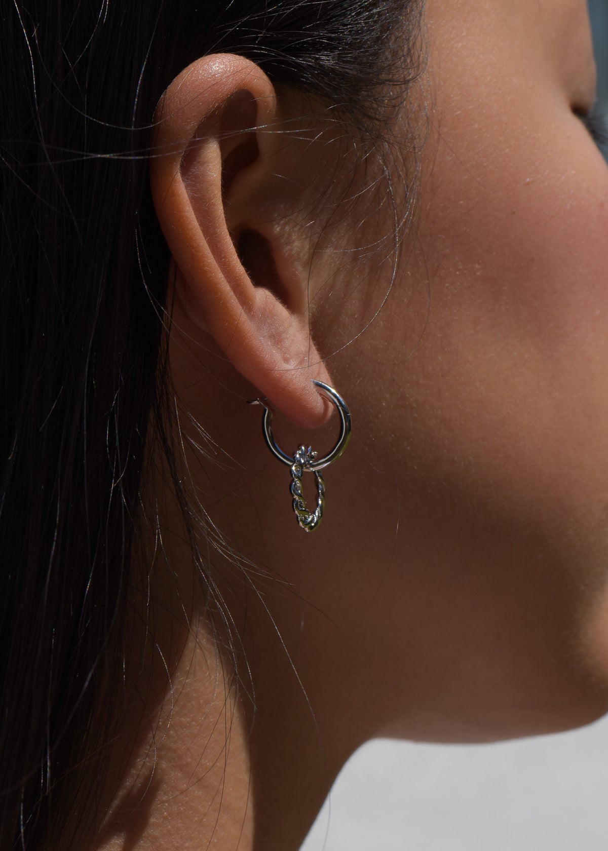 Double Hoop Earrings in Silver