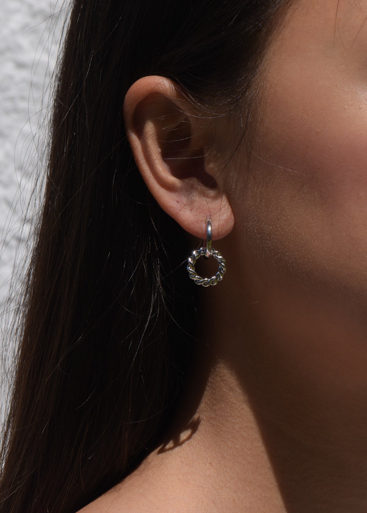 Double Hoop Earrings in Silver