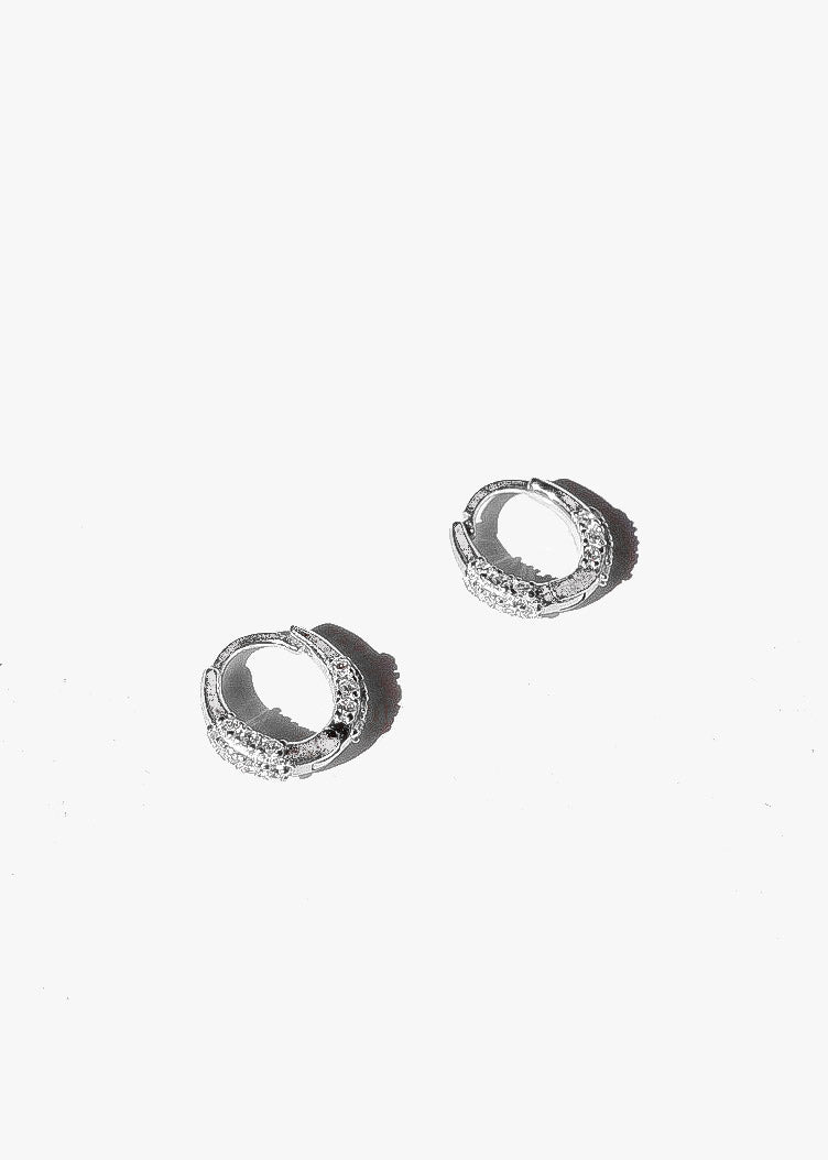 Cluster Stone Hoops in Silver