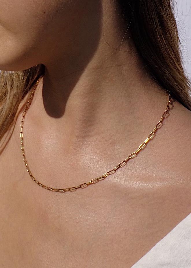 Rectangle Chain Necklace in Gold