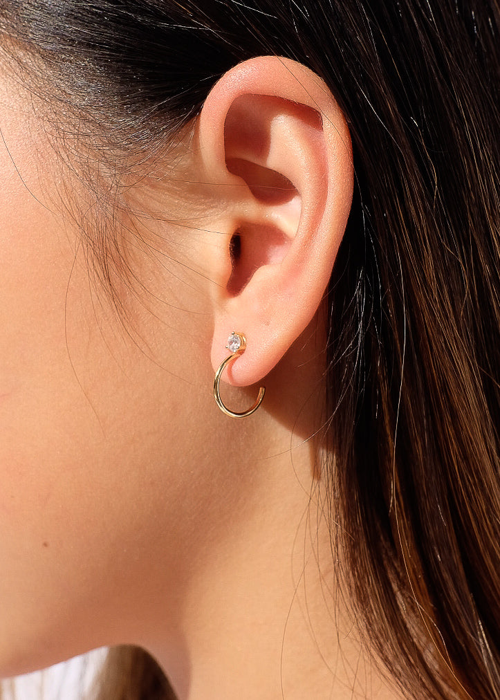 Stone Hoops in Gold